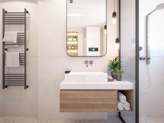 Meuble vasque de salle de bain installé par MC Plomberie BTP